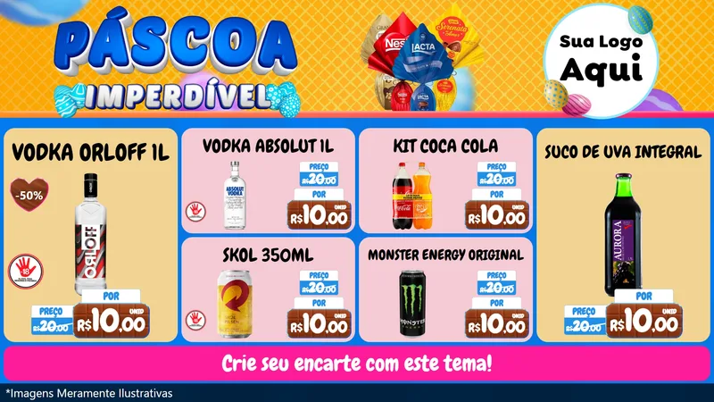 Modelo de TV para TV Horizontal com o tema Páscoa Imperdível para Distribuidora de bebidas