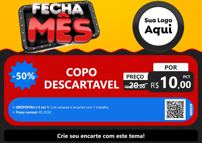 Modelo de Cartaz para Cartaz A4 Horizontal com o tema Fecha Mês para Embalagens