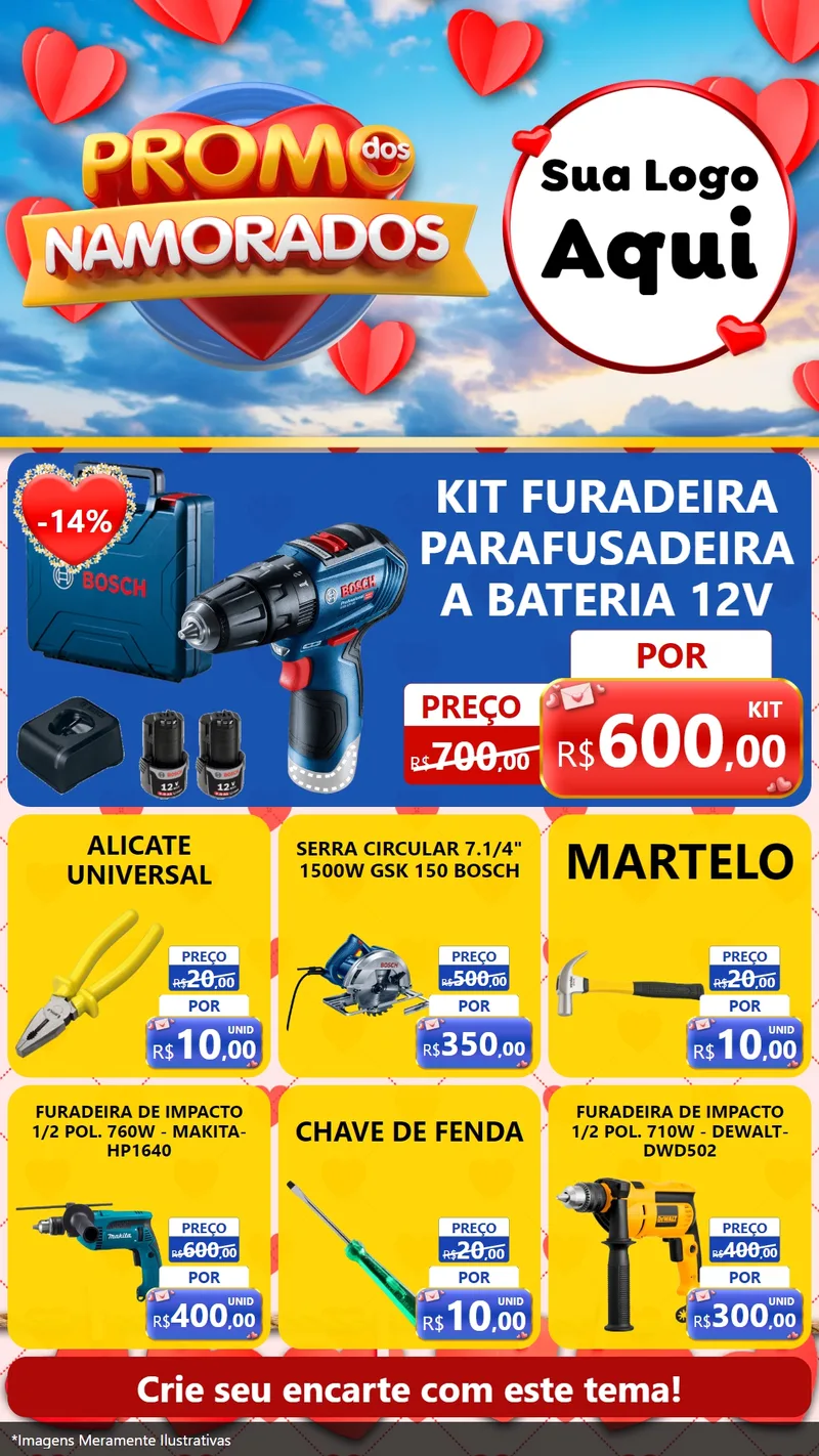 Modelo de Rede Social para Stories com o tema Promo dos Namorados para Maquinas e Ferramentas
