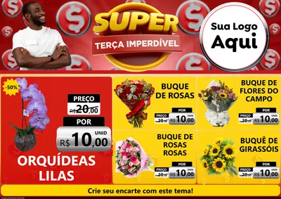 Modelo de Encarte para Encarte A4 Horizontal com o tema Super Terça Imperdível para Floricultura e jardim