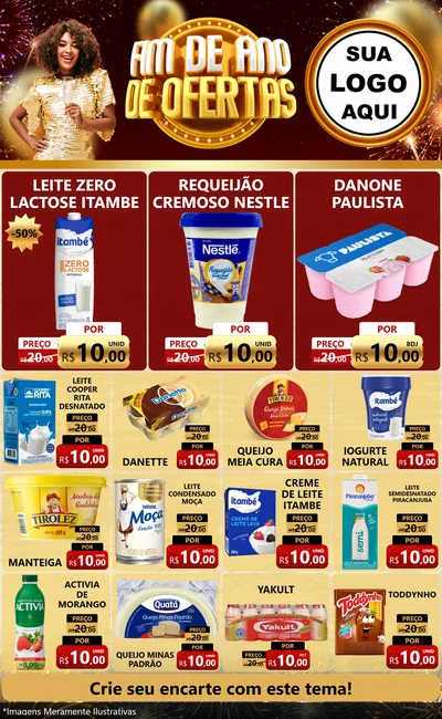 Modelo de Encarte para Encarte Grande com o tema Fim de Ano de Ofertas para Frios e Laticínios