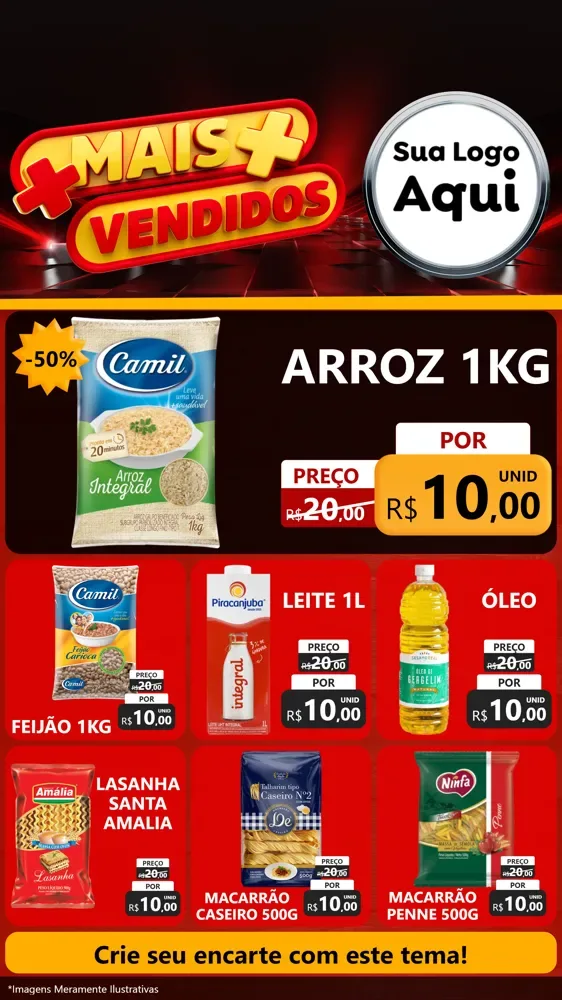 Modelo de Rede Social para Stories com o tema Mais Vendidos para Supermercado
