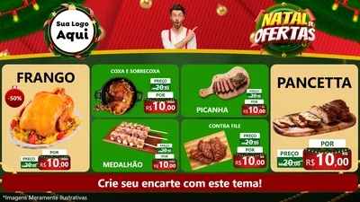 Modelo de TV para TV Horizontal com o tema Natal de Ofertas para Assados
