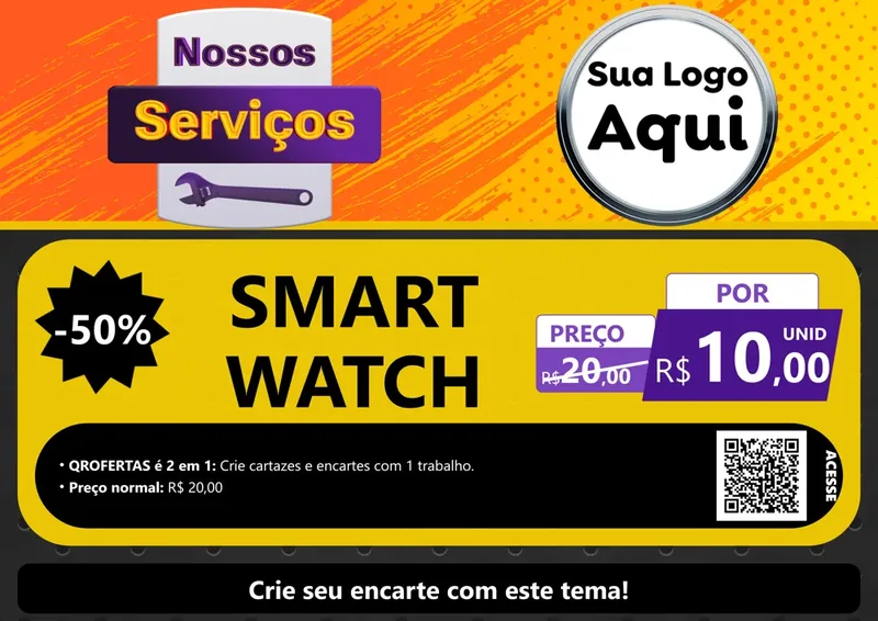 Modelo de Cartaz para Cartaz A4 Horizontal com o tema Nossos Serviços para Informática