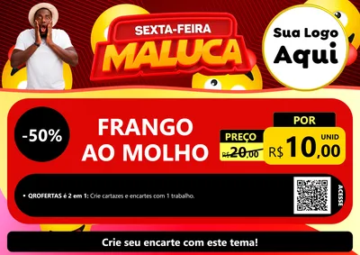 Modelo de Cartaz para Cartaz A4 Horizontal com o tema Sexta-feira Maluca para Restaurante