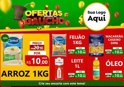 Modelo de Encarte para Encarte A4 Horizontal com o tema Ofertas Semana Do Gaúcho para Supermercado