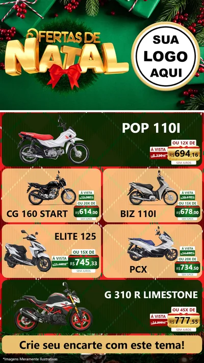 Modelo de TV para TV Vertical com o tema Ofertas de Natal para Concessionaria de Motos