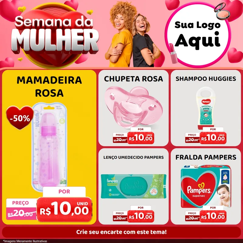 Modelo de Rede Social para Feed Facebook com o tema Semana da Mulher para Bebês