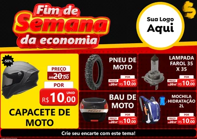Modelo de Encarte para Encarte A4 Horizontal com o tema Fim de Semana da Economia para Moto peças