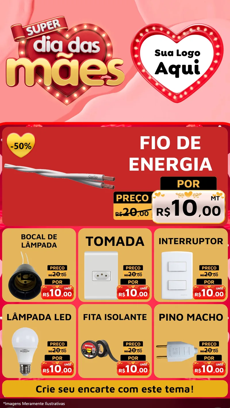 Modelo de Rede Social para Stories com o tema Super Dia Das Mães para Materiais Elétricos