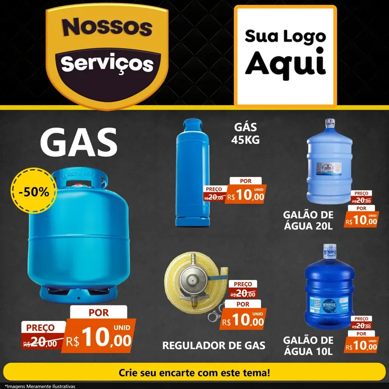 Modelo de Rede Social para Feed Facebook com o tema Nossos Serviços para Água e gás