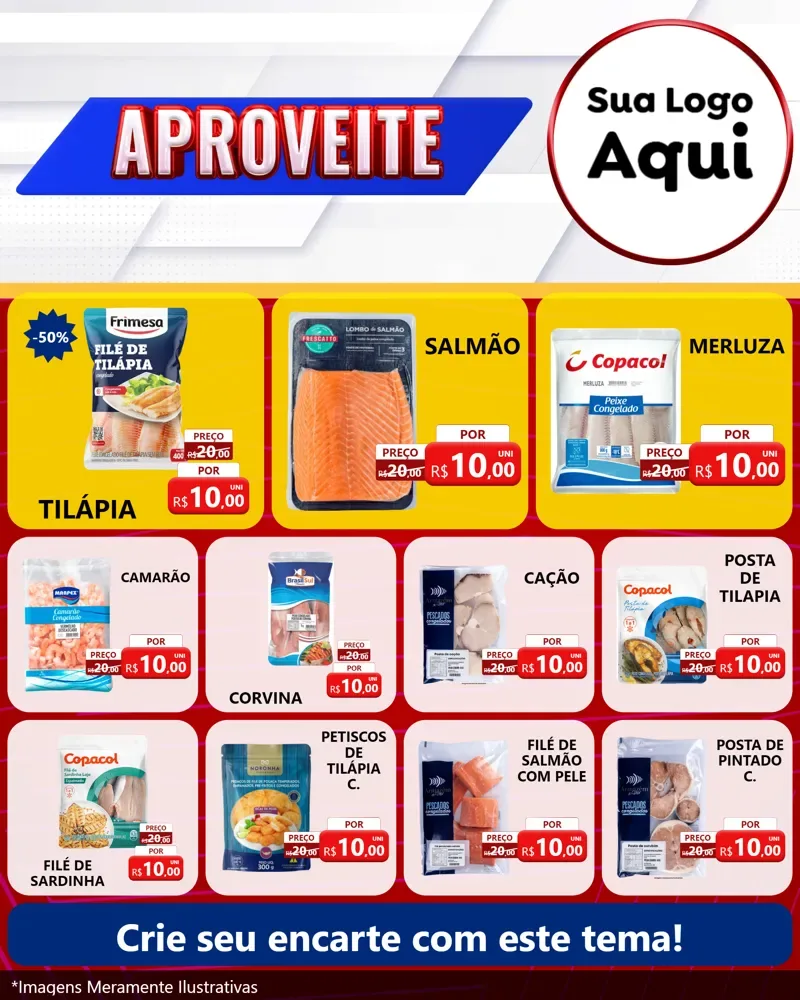 Modelo de Rede Social para Feed Instagram com o tema Aproveite para Peixaria