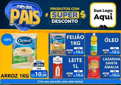 Modelo de Encarte para Encarte A4 Horizontal com o tema Mês dos Pais para Supermercado