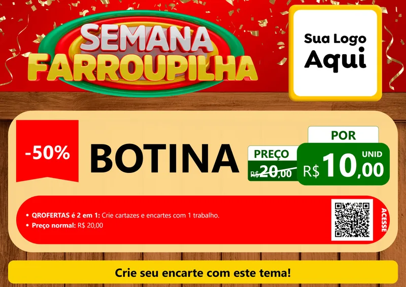 Modelo de Cartaz para Cartaz A4 Horizontal com o tema Semana Farroupilha para Agropecuária