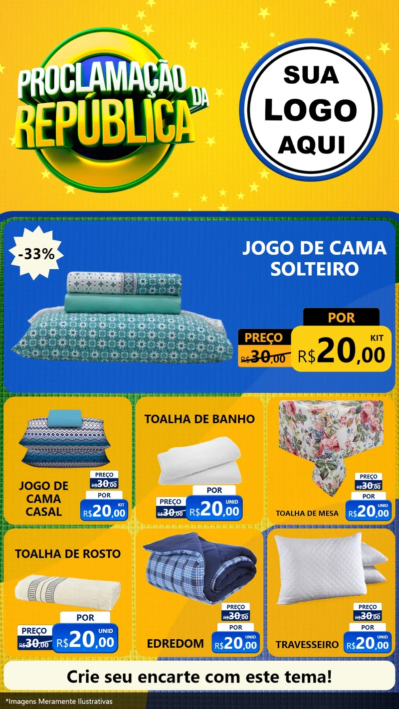 Modelo de Rede Social para Stories com o tema Proclamação da República para Cama, Mesa e Banho