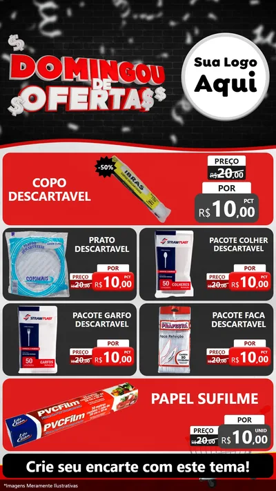 Modelo de TV para TV Vertical com o tema Domingou de Ofertas para Embalagens