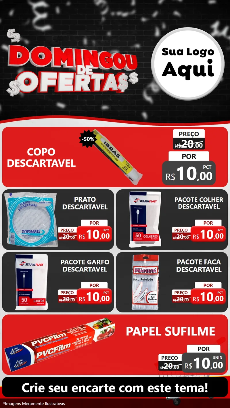 Modelo de TV para TV Vertical com o tema Domingou de Ofertas para Embalagens