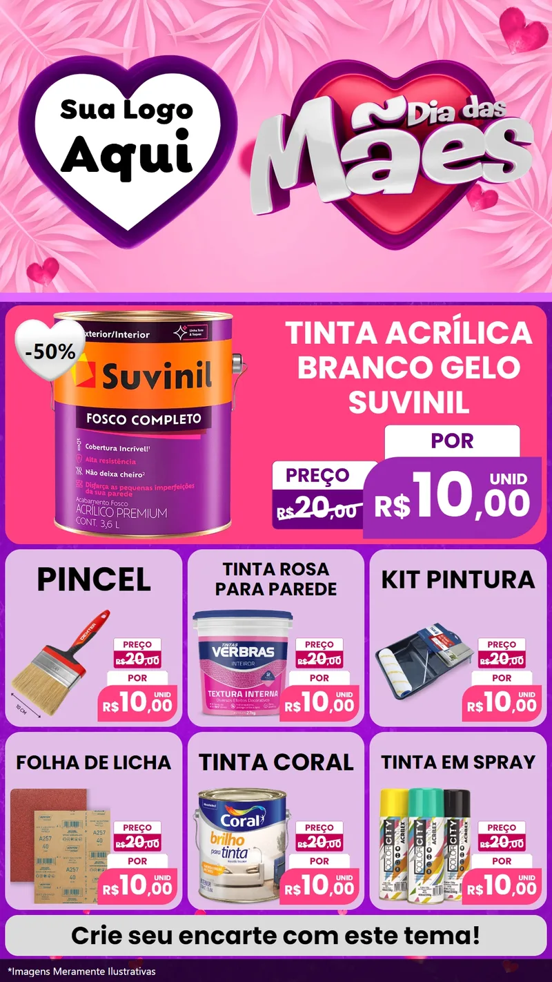 Modelo de Rede Social para Stories com o tema Dia das Mães para Tintas e Ferramentas
