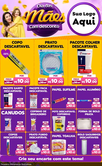 Modelo de Encarte para Encarte Grande com o tema Dia das Mães com Desconto para Embalagens