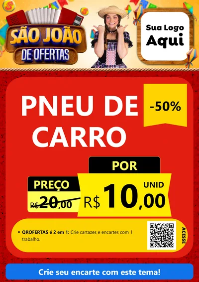Modelo de Cartaz para Cartaz A4 Vertical com o tema São João de Ofertas para Auto peças