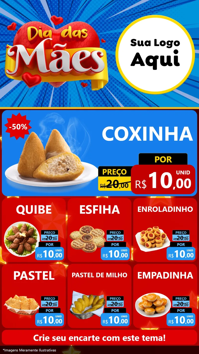 Modelo de Rede Social para Stories com o tema Dia das Mães para Salgadaria