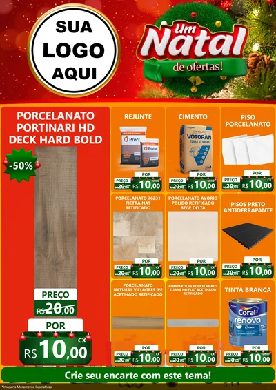 Modelo de Encarte para Encarte A4 Vertical com o tema Um Natal de Ofertas para Pisos e revestimentos