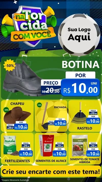 Modelo de Rede Social para Stories com o tema Na Torcida Com Você - Copa para Agropecuária