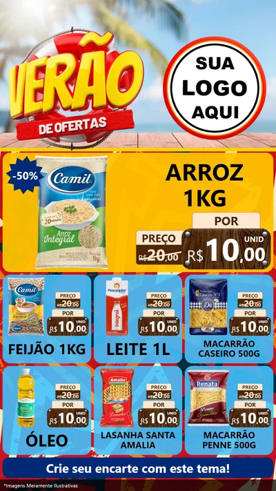 Modelo de Rede Social para Stories com o tema Verão de Ofertas para Supermercado