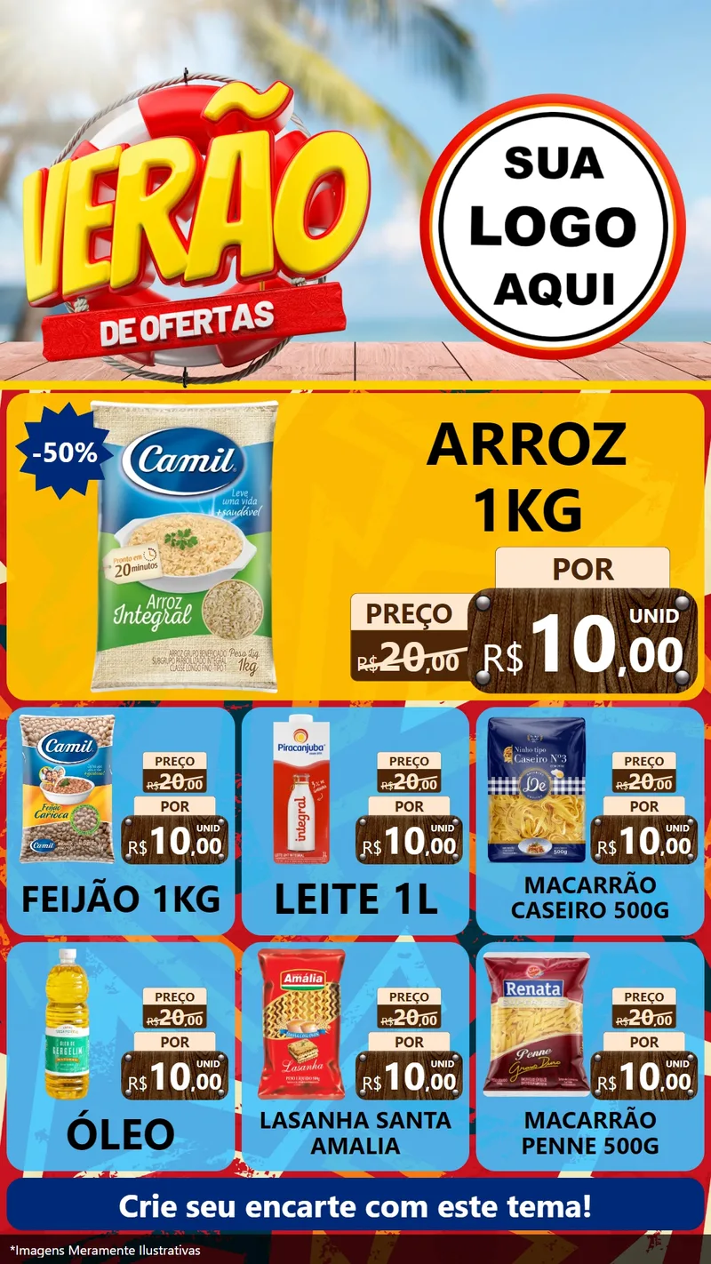 Modelo de Rede Social para Stories com o tema Verão de Ofertas para Supermercado