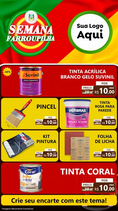 Modelo de TV para TV Vertical com o tema Semana Farroupilha para Tintas e Ferramentas