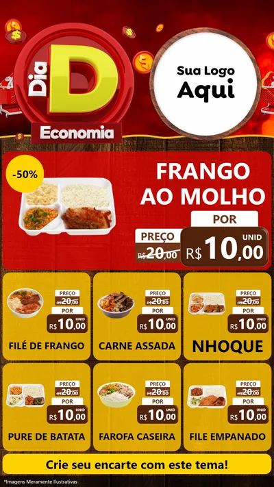Modelo de Rede Social para Stories com o tema Dia D Economia para Restaurante
