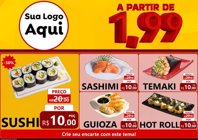 Modelo de Encarte para Encarte A4 Horizontal com o tema A Partir de Um e Noventa e Nove - 1,99 para Comida japonesa