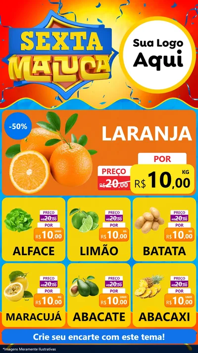 Modelo de Rede Social para Stories com o tema Sexta Maluca para Hortifrúti