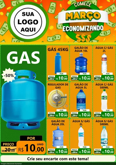 Modelo de Encarte para Encarte A4 Vertical com o tema Comece Março Economizando para Água e gás