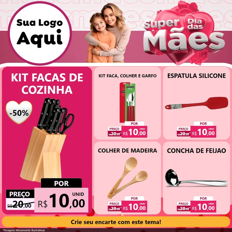 Modelo de Rede Social para Feed Facebook com o tema Super Dia Das Mães para Utilidades Domésticas