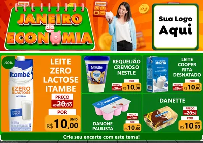 Modelo de Encarte para Encarte A4 Horizontal com o tema Janeiro da Economia para Frios e Laticínios