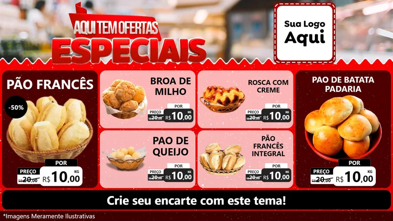 Modelo de TV para TV Horizontal com o tema Aqui Tem Ofertas Especiais para Padaria