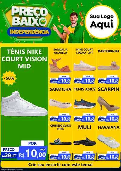 Modelo de Encarte para Encarte A4 Vertical com o tema Preço Baixo de Independência para Calçados