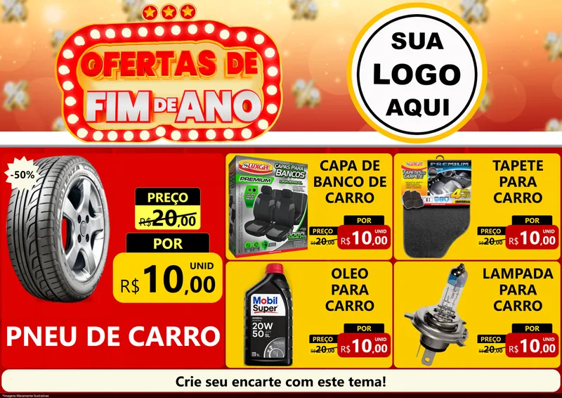 Modelo de Encarte para Encarte A4 Horizontal com o tema Ofertas de Fim de Ano para Auto peças