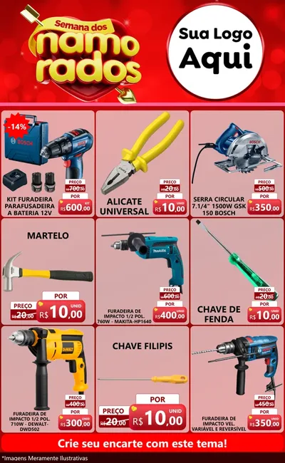 Modelo de Encarte para Encarte Grande com o tema Semana dos namorados para Maquinas e Ferramentas