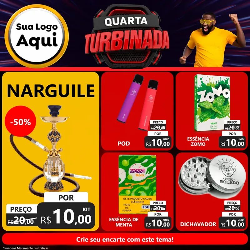 Modelo de Rede Social para Feed Facebook com o tema Quarta Turbinada para Tabacaria