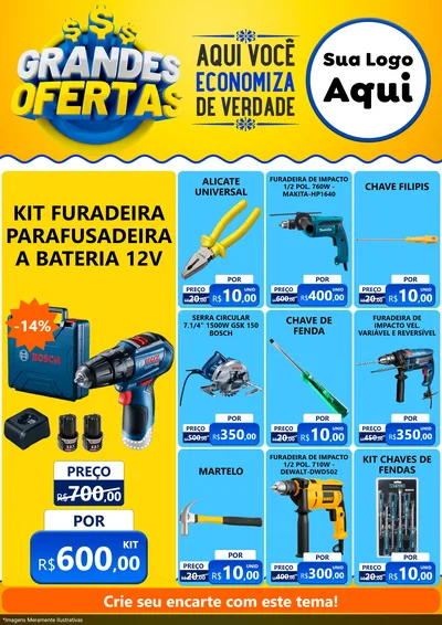 Modelo de Encarte para Encarte A4 Vertical com o tema Grandes Ofertas para Maquinas e Ferramentas