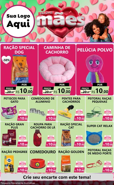 Modelo de Encarte para Encarte Grande com o tema Dia das Mães para Pet Shop