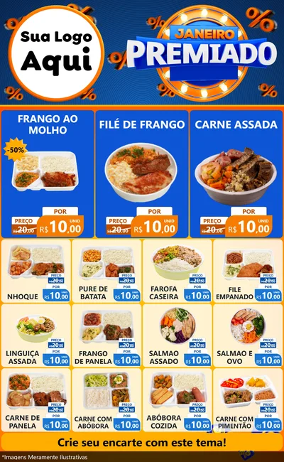 Modelo de Encarte para Encarte Grande com o tema Janeiro Premiado para Restaurante