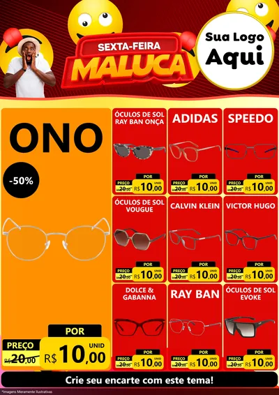 Modelo de Encarte para Encarte A4 Vertical com o tema Sexta-feira Maluca para Óticas