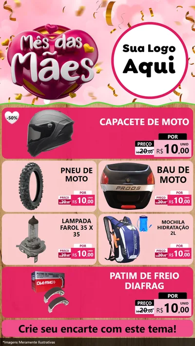 Modelo de TV para TV Vertical com o tema Mês das Mães para Moto peças