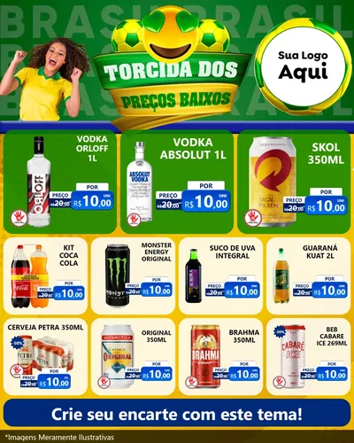 Modelo de Rede Social para Feed Instagram com o tema Torcida dos Preços Baixos - Copa para Distribuidora de bebidas