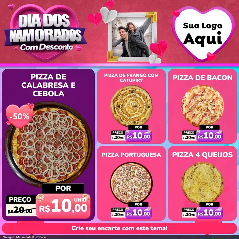 Modelo de Rede Social para Feed Facebook com o tema Dia Dos Namorados Com Desconto para Pizzaria