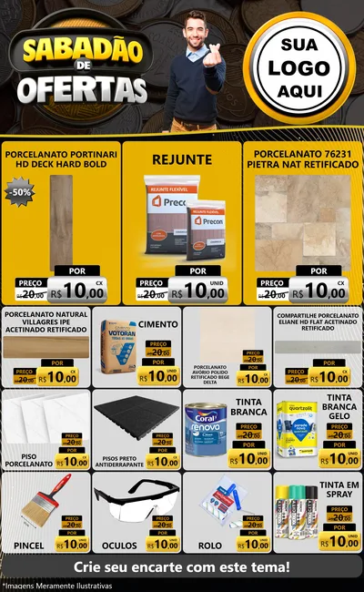 Modelo de Encarte para Encarte Grande com o tema Sabadão de Ofertas para Pisos e revestimentos