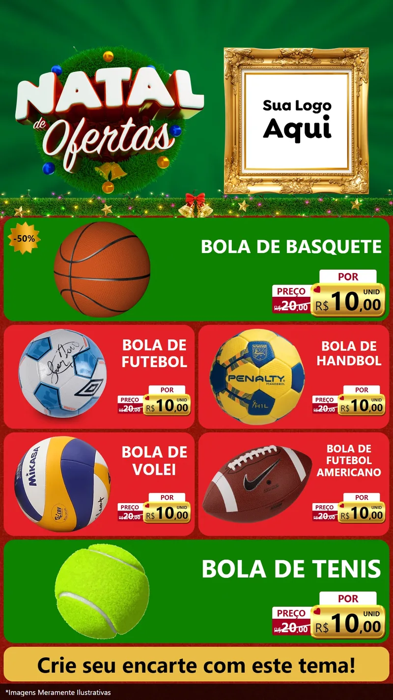 Modelo de TV para TV Vertical com o tema Natal de Ofertas para Artigos Esportivos
